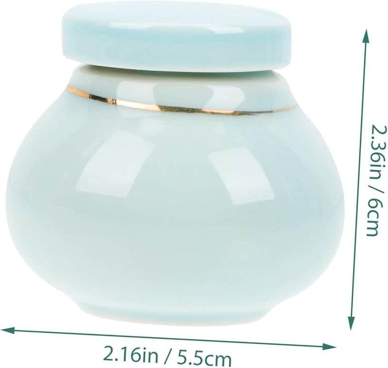 Blue Ceramic Refillable Ointment Jar Cream Lotion Container For Travel Home Use - Image 2
